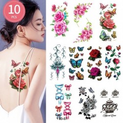 10 DB - 10db Vízálló ideiglenes tetováló matrica Virág Rózsa Flash tetoválások Body Art kar mellkas hamis ujjú