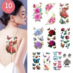 10 DB - 10db Vízálló ideiglenes tetováló matrica Virág Rózsa Flash tetoválások Body Art kar mellkas hamis ujjú