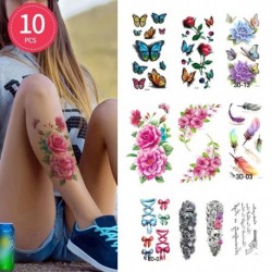 10 DB - 10db Vízálló ideiglenes tetováló matrica Virág Rózsa Flash tetoválások Body Art kar mellkas hamis ujjú