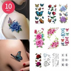 10 DB - 10db Vízálló ideiglenes tetováló matrica Virág Rózsa Flash tetoválások Body Art kar mellkas hamis ujjú
