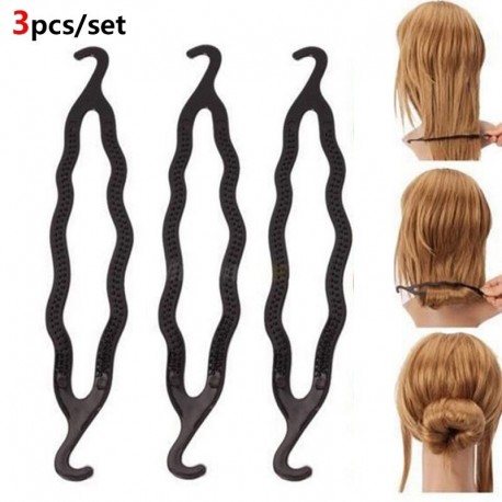 3PCS - DIY Hajkiegészítők Varázsfánk konty készítő Zsinór formázó hajtűk Barrettes Twist hajcsipeszek Frizura fonás