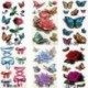 4db stílusú O - Vízálló ideiglenes tetováló matricák a nők számára Body Art Transfer matrica 3D-s pillangók rózsa