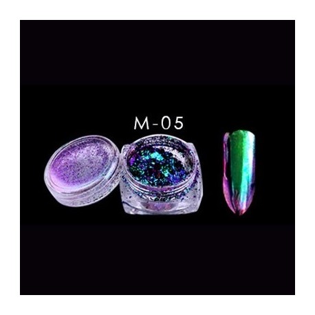 Tükörfényes kaméleon pigment por körömhöz - műkörömhöz - M208 - 5 verzió