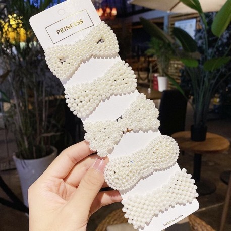 5PCS QB118 - Lányok aranyos hajtűk Rugalmas gumiszalagok Styling Eszközök Gyöngy menyasszonyi hajtűk Díszek Barrette