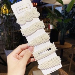 5PCS QB118 - Lányok aranyos hajtűk Rugalmas gumiszalagok Styling Eszközök Gyöngy menyasszonyi hajtűk Díszek Barrette