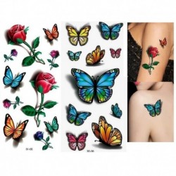 2db 3D rózsás tetováló matricák Body Art vízálló ideiglenes tetoválások ujjú hamis kicsi rózsaszínű matricák
