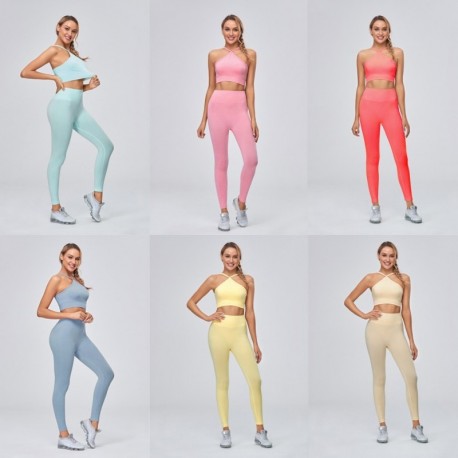 Női jógakészletek edző sportruházat otthoni edzőteremhez Fitness öltöny Leggings Sportruházat Magas derék nadrág