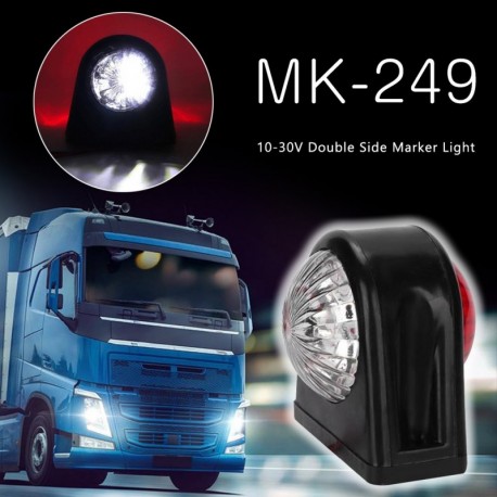 1db 10-30V autós teherautó LED kétoldalas jelzőlámpa könnyű oldalsó gumi jelzőlámpák piros fehér a VanTrailer