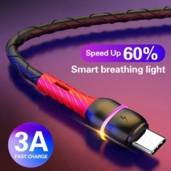 3A gyors töltő kábel színes intelligens légzőfényekkel Villámkábel töltőkábel iPhone kábel