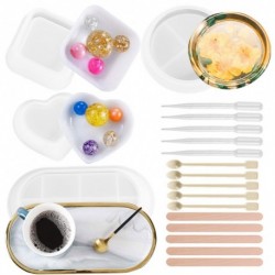 Tálca Geode Coaster gyanta formakészlet, 4 csomag szilikon epoxi öntőformák 15 db keverőpálcával barkácsolt