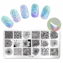 PICT You körömbélyegző lemezek Virágtervező rozsdamentes acél bélyegzősablon Körömtervezés Nail Art Képlap