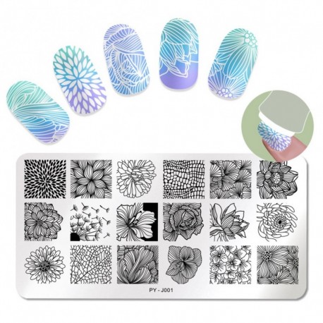 PICT You körömbélyegző lemezek Virágtervező rozsdamentes acél bélyegzősablon Körömtervezés Nail Art Képlap