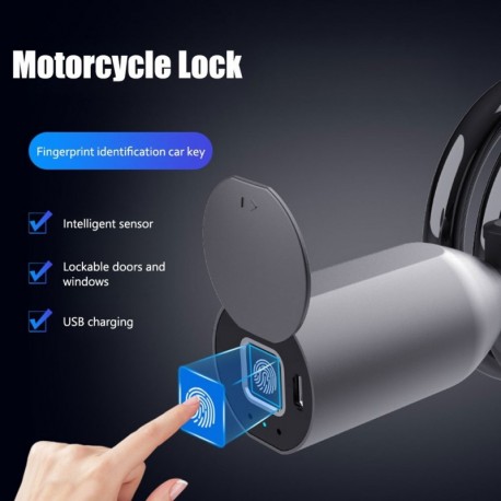 Motorkerékpár zár kulcs nélküli ujjlenyomat kerékpár zár USB töltőkábel zárakkal a kerékpár kapu kerítéséhez