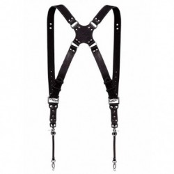 Fekete szín - Bőr fényképezőgépszíj, keresztben állítható vállpánttal állítható fotós heveder Tartós