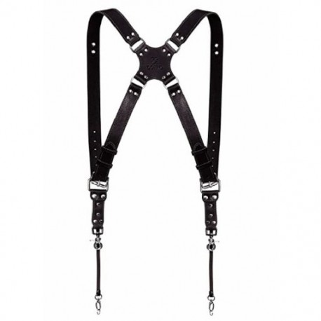 Fekete szín - Bőr fényképezőgépszíj, keresztben állítható vállpánttal állítható fotós heveder Tartós