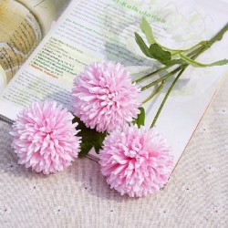Szín: rózsaszín - 1 csokor 3 fej művirág valódi érintés gyermekláncfű hamis növények műanyag virágok