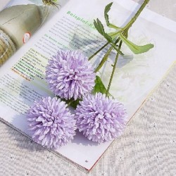 Szín: világos lila - 1 csokor 3 fej művirág valódi érintés gyermekláncfű hamis növények műanyag virágok