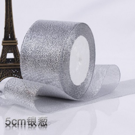 Szín: Ezüst 50mm Hagyma - (3-50mm) Arany/ezüst selyem szatén organza szalag csillogó hímzett hagyma szalagok esküvői