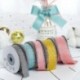 Szín: 16mm rózsa - 5 Yards ezüst szélű Grosgrain szatén szalag 16mm/25mm csillogó hagyma szalagok esküvői karácsonyi
