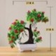 Szín: xingxingqiu vörös - Új mesterséges növények Piros bonsai kis fa cserepes növények Hamis virág cserepes díszek
