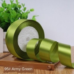 Szín: Army Green - 25 mm (25 yard/tekercs) szatén szalag ajándékcsomagolás karácsonyi dekoráció kézzel készített