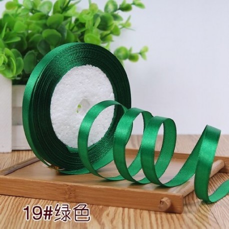Szín: zöld - Szatén szalag 25 Yard 10mm Csomagolóanyag Barkács íj kézműves dekoráció Esküvői party dekoráció