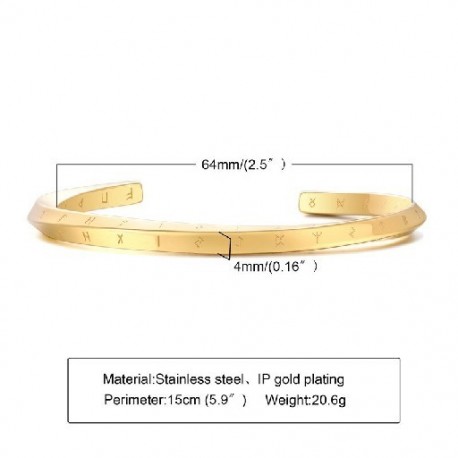Fém színe: arany 64mm - Punk Vintage fekete arany ezüst rozsdamentes acél Nordic Vikings mandzsetta Charm karkötők