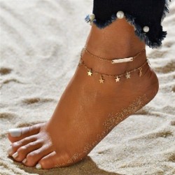 Fém szín: 50261 - Vintage bokaláncok nőknek Starfish Shell medál bokalánc nyári strandláb boka bohém bokalánc