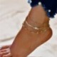 Fém szín: 50160 - Vintage bokaláncok nőknek Starfish Shell medál bokalánc nyári strand láb boka bohém bokalánc