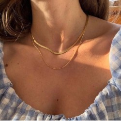 Fém szín: 44808 - Hot Fashion unisex kígyó lánc női nyaklánc Choker punk vintage arany színű lánc nyaklánc női