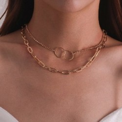 Fém szín: 43664 - Hot Fashion unisex kígyó lánc női nyaklánc Choker punk vintage arany színű lánc nyaklánc női