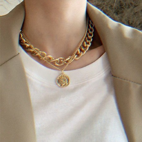 Fém szín: 44052 - Hot Fashion unisex kígyó lánc női nyaklánc Choker punk vintage arany színű lánc nyaklánc női