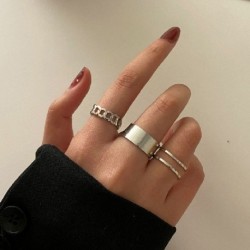 Fő kő színe: 16800 - Bohemia Retro kerek gyöngy gyűrű szett nőknek elegáns arany színű kereszthullám üreges gyöngy