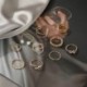 Fő kő színe: 16809 - Bohemia Retro kerek gyöngy gyűrű szett nőknek elegáns arany színű kereszthullám üreges gyöngy