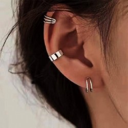 Fém szín: 64107 - Divatos 3db arany ezüst színű csíptetős fülbevaló nőknek piercing nélkül Puck Rock Vintage