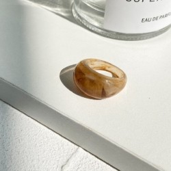 Fő kő színe: R00595 - Koreai divat, friss gyümölcsök átlátszó gyanta akril gyűrű női lányoknak új dizájn eper