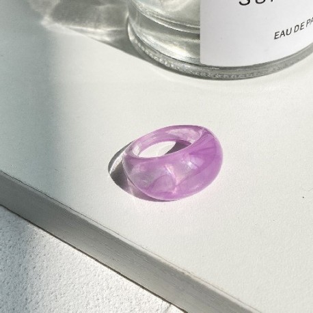 Fő kő színe: R00597 - Koreai divat, friss gyümölcsök átlátszó gyanta akril gyűrű női lányoknak új dizájn eper