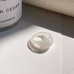 Fő kő színe: R00603 - Koreai divat, friss gyümölcsök átlátszó gyanta akril gyűrű női lányoknak új dizájn eper