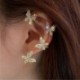 Fém szín: Gold-Letf Ear - Ezüst arany színű pillangós fülcsipesz hamis piercinges fülbevaló nőknek csillogó cirkon