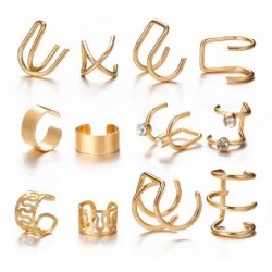 Fém szín: 64097 - Ezüst arany színű pillangós fülcsipesz hamis piercinges fülbevaló nőknek csillogó cirkon