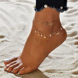 Fém szín: 50184 - Új kagylógyöngyök Starfish bokaláncok nőknek Strand bokalánc láb karkötő kézzel készített