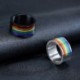 A gyűrű mérete: 11 - 2021 új divatos 10 mm-es fekete ezüst színű 316L rozsdamentes acél szivárvány LMBT Pride
