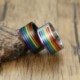 A gyűrű mérete: 11 - 2021 új divatos 10 mm-es fekete ezüst színű 316L rozsdamentes acél szivárvány LMBT Pride
