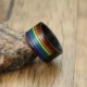 A gyűrű mérete: 11 - 2021 új divatos 10 mm-es fekete ezüst színű 316L rozsdamentes acél szivárvány LMBT Pride