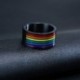 A gyűrű mérete: 11 - 2021 új divatos 10 mm-es fekete ezüst színű 316L rozsdamentes acél szivárvány LMBT Pride