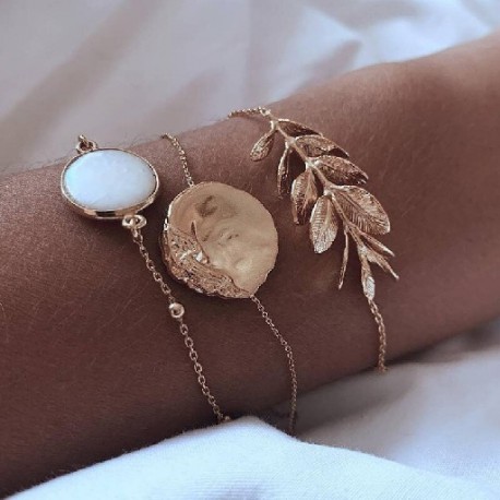 Fém szín: B00114 - 6 db/készlet Bohém ezüst színű karkötők és karkötők szett Vintage Beads Charm szív karkötő