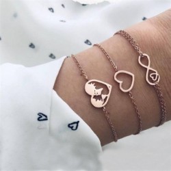 Fém szín: B00122 - 6 db/készlet Bohém ezüst színű karkötők és karkötők szett Vintage Beads Charm szív karkötő