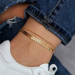 Fém szín: 50362 - 5 db/készlet Új Vintage Simple Gold Color Link Lánc Bokaláncok Női Lányok Bohém láb Bokalánc