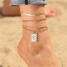 Fém szín: 50380 - 5 db/készlet Új Vintage Simple Gold Color Link Lánc Bokaláncok Női Lányok Bohém láb Bokalánc