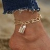 Fém szín: 50386 - 5 db/készlet Új Vintage Simple Gold Color Link Lánc Bokaláncok Női Lányok Bohém láb Bokalánc